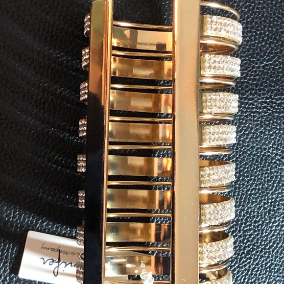 Gold Crystal Rhinestone Statement Bracelet Arm Cuff COSPLAY Nightclub 4.5" Long - Picture 3 of 9